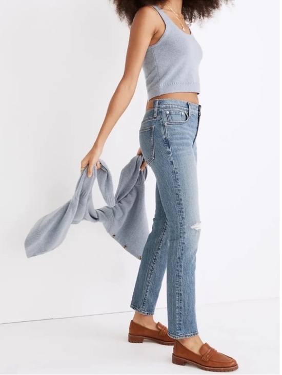Madewell Denim - Madewell The Perfect Vintage Jean 26 High Rise Straight Distressed Raw Hem